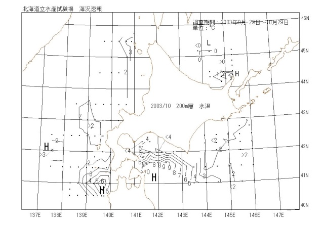 200メートル層水温の図