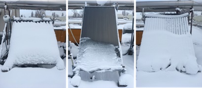 写真２　集熱器への積雪の様子（2024年1月23日撮影）