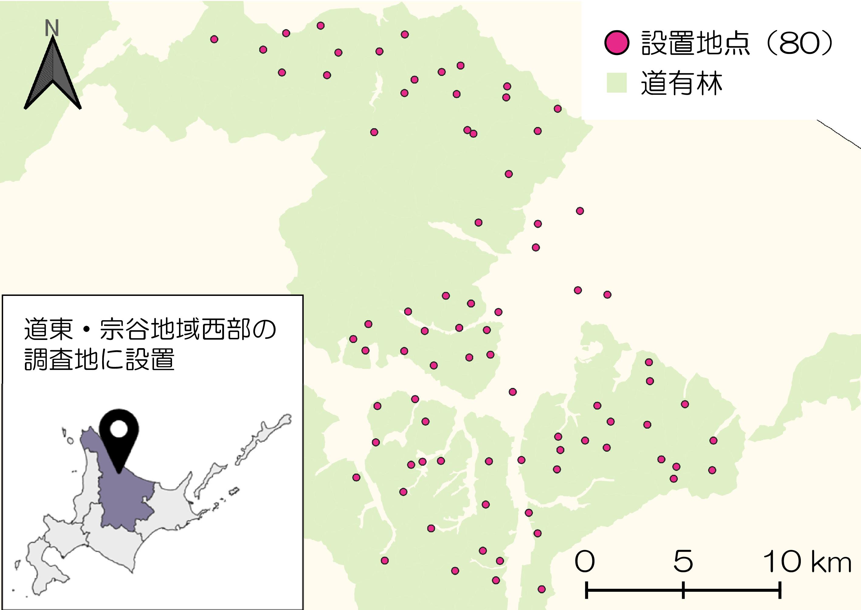 図２ ヘア・トラップの設置地点（2021年度）